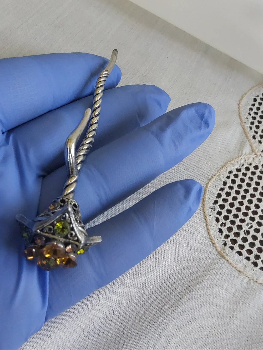 Vintage  Scottish Thistle‎ Kilt Stick Floral Hair Stick with Gemstones  Accents